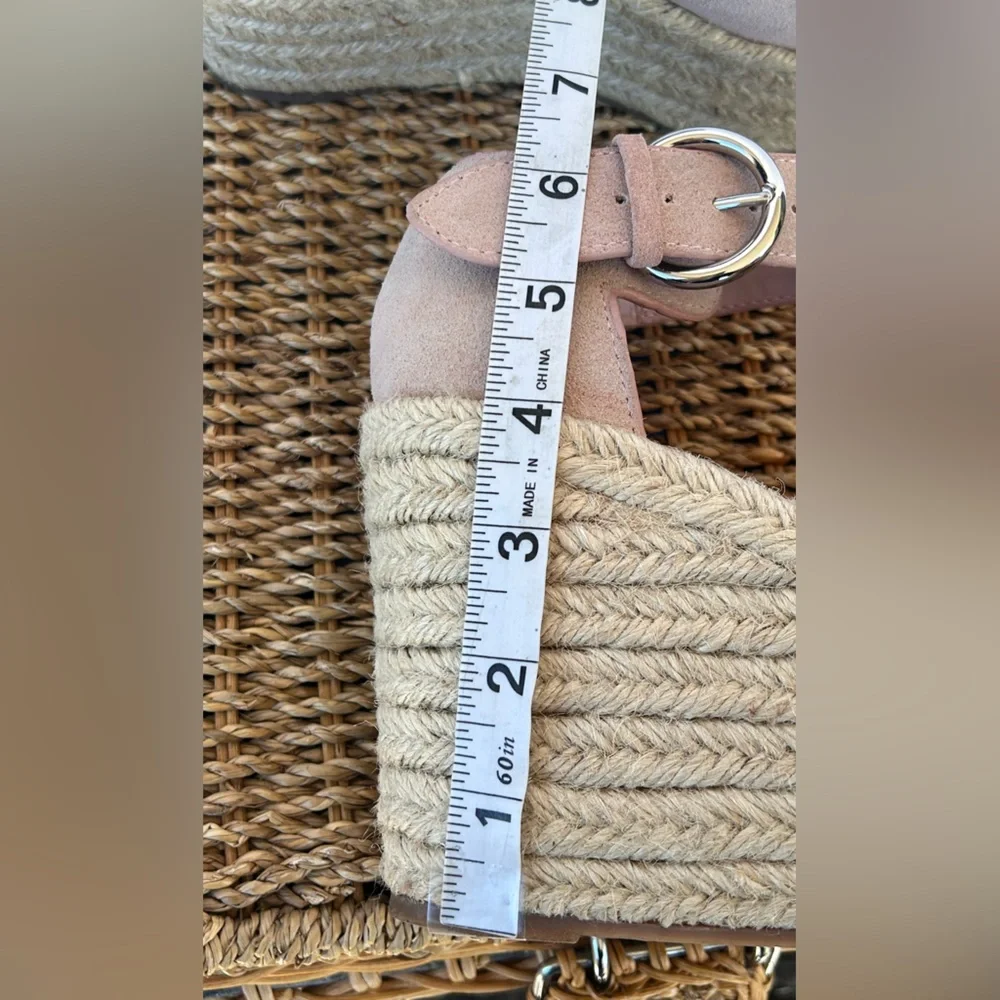 Marc Fisher Pink Suede Espadrille Wedge Sandals